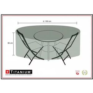 TITANIUM Housse de protection pour table ronde + chaises 150 x 150 x 85 cm - Noir - Publicité