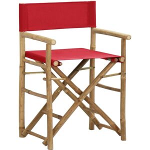 Inlife - Chaises pliables de directeur 2 pcs Rouge Bambou et tissu - Publicité