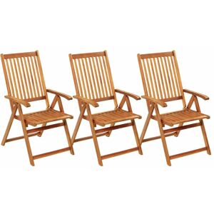 Chaises pliables de jardin 3 pcs avec coussins Bois d'acacia