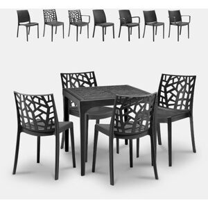 BICA Salon de jardin table carré 80x80cm + 4 chaises noires Provence Dark Chaises Modèle: Matrix - Publicité