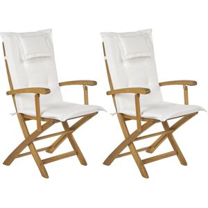 BELIANI Lot de 2 chaises de jardin pliantes avec coussins blanc cassé maui ii - Publicité