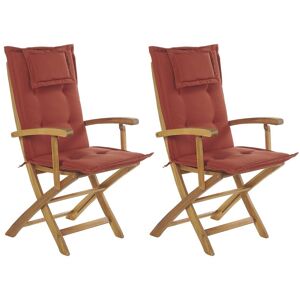 BELIANI Lot de 2 chaises de jardin pliantes avec coussins rouge maui ii - Publicité