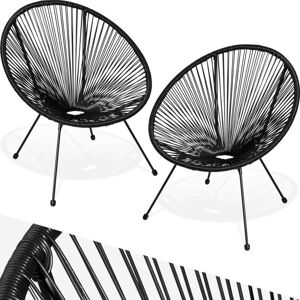 TECTAKE Lot de 2 chaises de jardin pliantes Design rétro dans le style acapulco Résistant aux intempéries et aux uv - noir - Publicité