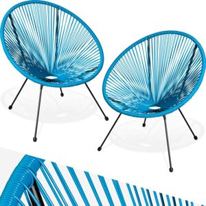 TECTAKE Lot de 2 chaises de jardin pliantes Design rétro dans le style acapulco Résistant aux intempéries et aux uv - bleu - Publicité
