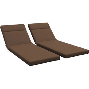 Outsunny - Lot de 2 matelas pour bain de soleil transat - cordons et velcros d'attache - dim. 196L x 55l cm ép. 8 cm - polyester déperlant marron - Marron - Publicité