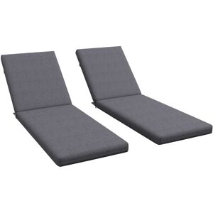 Outsunny Lot de 2 matelas pour transat bain de soleil - dim. 190,5L x 58,4l x 7H cm - cordons d'attache - gris foncé - Gris - Publicité