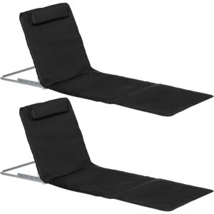 Outsunny - Lot de 2 tapis de plage rembourré - matelas de plage - nattes de plage - dossier inclinable multi-positions - sac transport inclus - métal polyester pe noir - Noir - Publicité