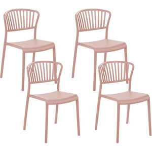 BELIANI Lot de 4 Chaises à Manger en Plastique Empilables Polyvalentes Rose Gela - Publicité