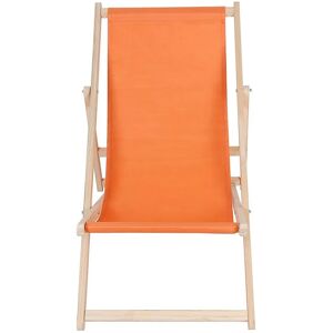 Chaise de plage pliante chaise de jardin en bois chaise longue relax chaise de balcon orange - Melko - Publicité