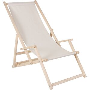 Melko - Chaise longue chaise longue pliante en bois chaise longue pliante en bois chaise longue de jardin beige - Publicité