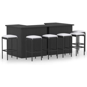 Vidaxl - Meuble de bar de jardin 8 pcs avec coussins Résine tressée Noir - Publicité