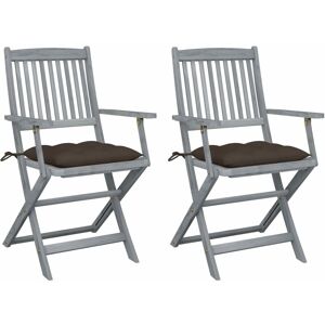 Chaises pliables d'extérieur 2 pcs avec coussins Bois d'acacia - Inlife