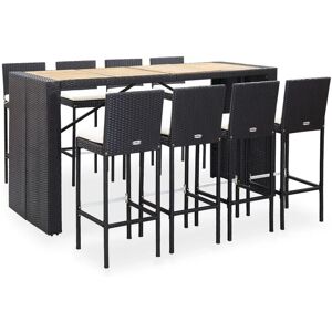 Inlife - Mobilier de bar 9 pcs Résine tressée et bois d'acacia Noir - Noir - Publicité