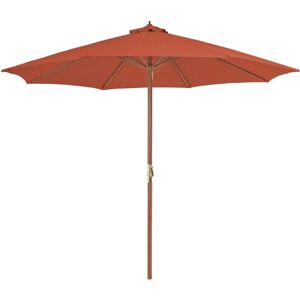 Vidaxl - Parasol d'extérieur avec mât en bois 300 cm Terre cuite - Publicité