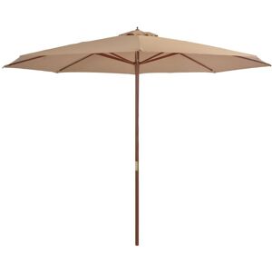 Parasol avec mât en bois 350 cm Taupe Vidaxl Taupe - Publicité