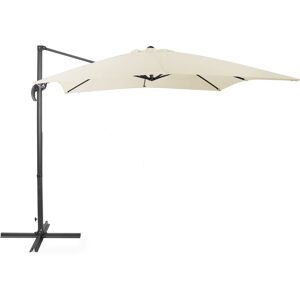 Parasol de Jardin ou de Terrasse Carré Beige Clair avec Pied Déporté Noir, Toile 250 x 250 cm cm Anti uv et Rotation à 360° Beliani - Publicité