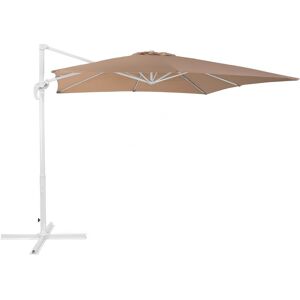 Beliani - Parasol de Jardin ou de Terrasse Carré Beige Marron avec Pied Blanc, Toile 250 x 250 cm cm Anti uv et Rotation à 360° - Publicité