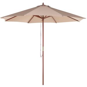 Beliani Parasol de Jardin ou de Terrasse Beige Marron avec Pied en Bois Diamètre 270 cm Toile Anti UV et Ouverture Facile avec Corde taille: - Publicité