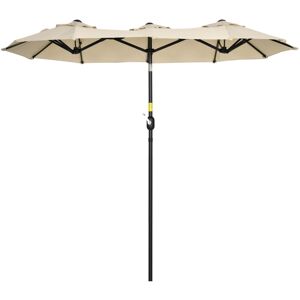 Outsunny - Parasol de jardin inclinable grande taille ouverture fermeture manivelle acier polyester haute densité beige - Beige - Publicité