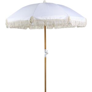 BELIANI Parasol de Jardin Rétro ⌀ 150 cm Mât en Bois et Tissu Blanc Mondello - Publicité