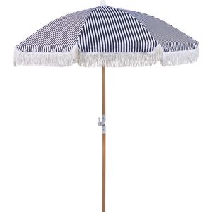 BELIANI Parasol de Jardin Rétro ⌀ 150 cm Mât en Bois et Tissu Noir et Blanc Mondello - Publicité