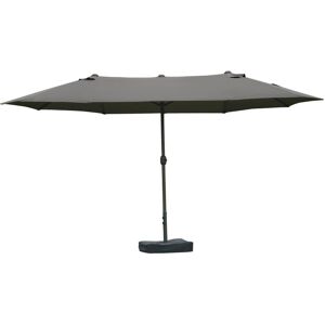 Outsunny - Parasol de jardin xxl dim. 4,6L x 2,7l x 2,4H m ouverture fermeture manivelle pied & contrepoids inclus acier polyester haute densité gris - Publicité