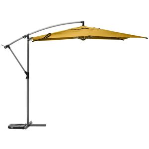 Hesperide - Parasol déporté rond Manoa jaune moutarde & graphite 3m en aluminium traité époxy - Hespéride - Jaune moutarde - Publicité