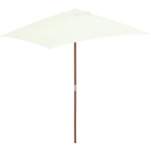 Parasol avec mât en bois 150 x 200 cm Sable - Beige - The Living Store - Publicité