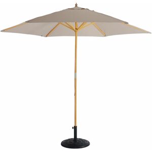 SWEEEK Parasol droit rond en bois 3m - Cabourg Beige - mât central en bois. Ø300cm. système d'ouverture manuelle. poulie - Beige - Publicité