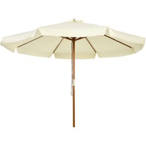 Outsunny - Parasol droit rond grande taille de jardin ø 3,25 x 2,5H m bois de bambou polyester beige - Publicité