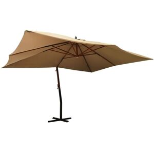 Vidaxl - Parasol en porte-à-faux avec mât en bois 400x300 cm Taupe - Publicité