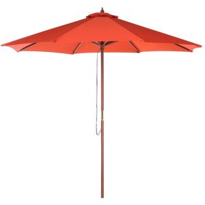 BELIANI Parasol de Jardin 270 cm en Bois et Tissu Polyester Rouge Résistant aux uv Toscana - Publicité
