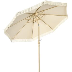 Outsunny - Parasol octogonal inclinable ø 2,65 x 2,44H m mât baleine métal aspect bois polyester haute densité 180 g/m² beige - Publicité