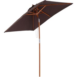 Outsunny Parasol rectangulaire inclinable bois polyester haute densité 2L x 1,5l x 2,3H m chocolat - Marron - Publicité