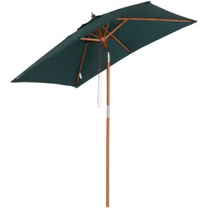 Outsunny Parasol rectangulaire inclinable bois polyester haute densité 2L x 1,5l x 2,3H m vert foncé - Vert - Publicité