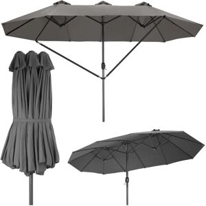 TECTAKE Parasol 460 x 270 cm Mécanisme facile à manipuler Réglable en hauteur - gris - Publicité