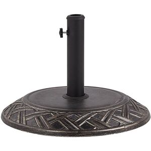 Beliani - Pied de Parasol Socle 50 cm de Diamètre en Béton Marron Vieilli avec Ornements Décoratifs Idéal comme Support pour Parasol de Jardin - Publicité