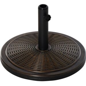 Outsunny - Pied de parasol rond base de lestage ø 48 x 34 cm résine imitation rotin poids net 14 Kg noir bronze - Publicité