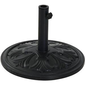 Outsunny - Pied de parasol rond base de lestage ø 48 x 34H cm ciment hdpe motif fleurs de lys poids net 13 Kg noir - Noir - Publicité