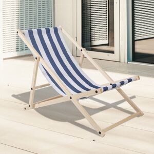 EINFEBEN Chaise longue pliante Chaise de jardin en bois Chaise longue pliante Chaise de camping Plage bleu blanc - Publicité