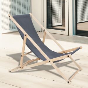 Einfeben - Chaise longue pliante Chaise de jardin en bois Chaise longue pliante Chaise de camping Plage Gris - Publicité