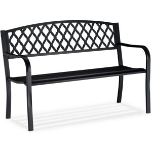 Banc de jardin, 2 places, confortable, design tressé, terrasse, balcon, HxLxP 86,5 x 127,5 x 58,5 cm, noir - Relaxdays - Publicité