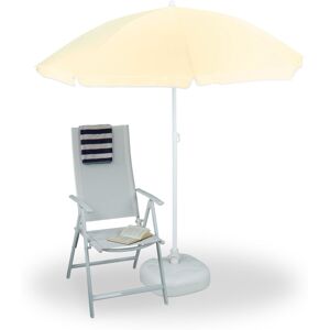 Relaxdays - Parasol, ø 180 cm, hauteur réglable, inclinable, rond, polyester, acier, jardin, balcon, plage, jaune clair - Publicité