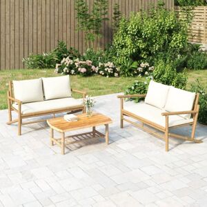 Vidaxl - Banc de jardin avec coussins blanc crème bambou - Publicité