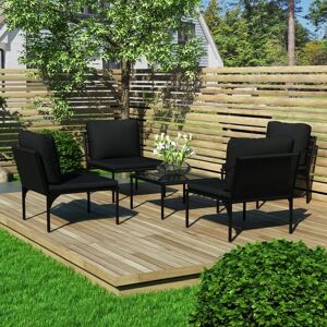 Vidaxl - Salon de jardin 5 pcs avec coussins Noir pvc - Publicité