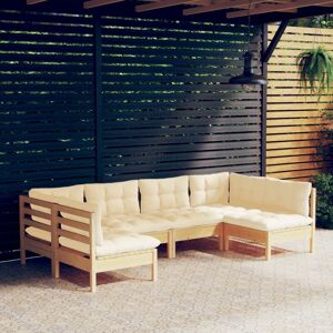 Vidaxl - Salon de jardin 6 pcs avec coussins crème Bois de pin massif - Publicité