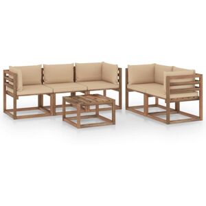 Vidaxl - Salon de jardin 6 pcs avec coussins beige - Publicité