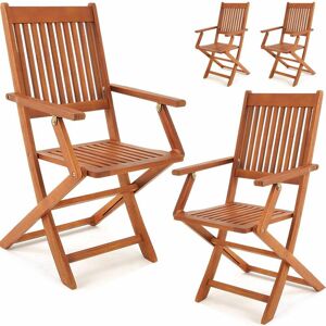 Casaria - Set de 4 chaises de jardin pliantes Sydney en bois d'acacia certifié fsc pour salon de jardin sydney accoudoirs extérieur pliable chaise de table de jardin pré-huilé balcon terrasse - Publicité