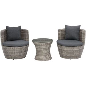 Set de Jardin Terrasse ou Blacon en Rotin Gris avec Coussin d'Assise Assortis Matières Résistantes aux Intempéries et Style Méditerranéen Beliani - Publicité