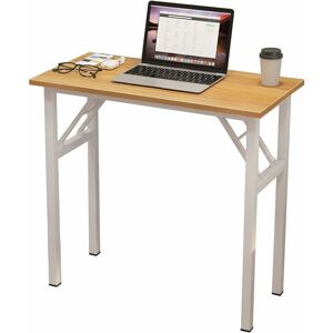 Soges Table Pliante, Petite Table d'ordinateur, Bureau, Table Pliante, 80 x 40 cm, sans Montage, adaptée à la Maison, au Bureau, à la Cuisine, au Pique-Nique, au Jardin, Teck/Blanc - Publicité